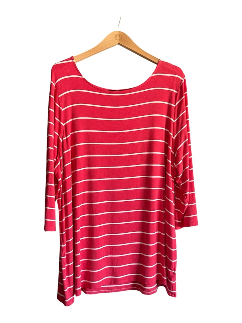 Attitudes by Renee Coral & White Striped Scoopneck Tunic